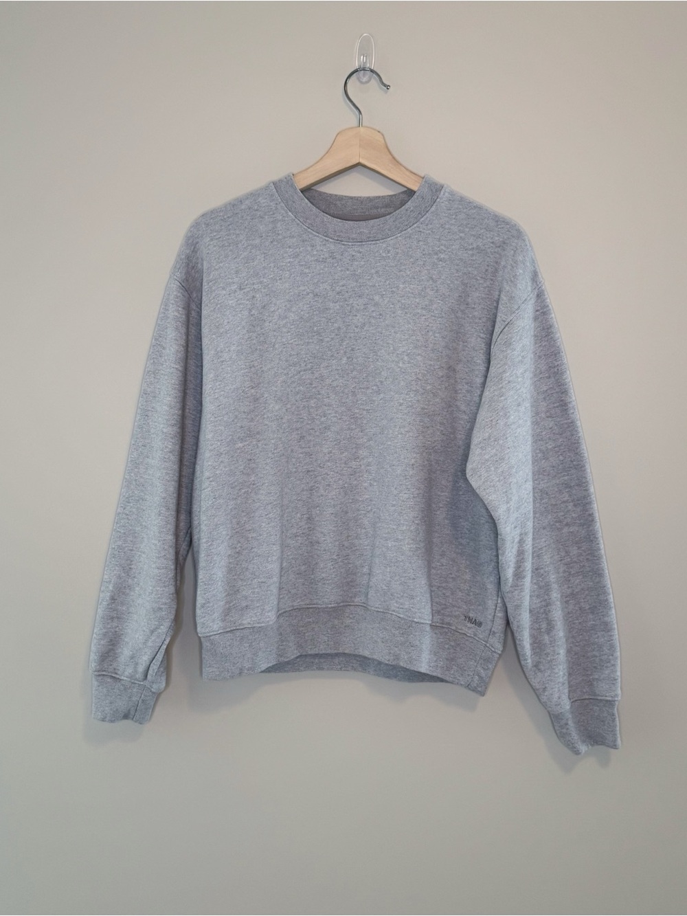 Aritzia TNA Extra Fleece Perfect Crew Sweatshirt Heather Chrome Size S